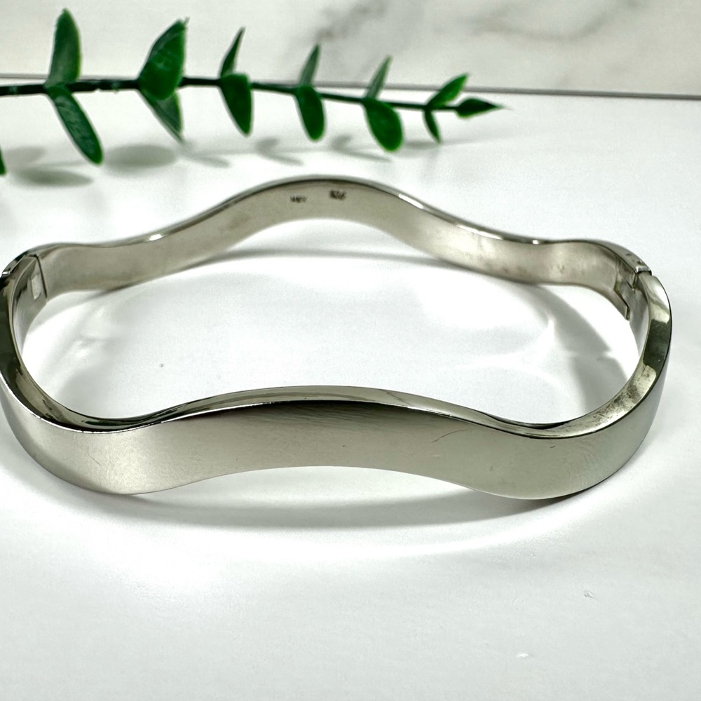 🤍925 MEX Sterling Silver Wavy Hinged Bangle